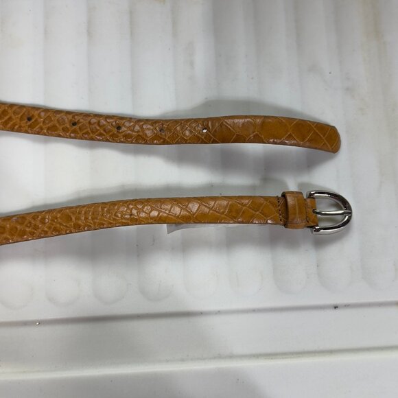 LIZ CLAIBORNE Embossed Leather Belt With Silver-Tone Buckle Tan Size Medium - Picture 7 of 12